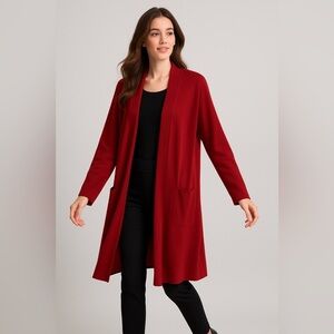 Eileen Fisher Open Front Superfine Merino Wool Cardigan Size XL Burnt Orange